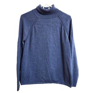 Jeanne Pierre Blue Cotton Turtleneck Sweater Raglan Sleeves Size L